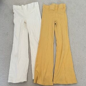 DONNI. - Lot of Cream and Yellow Ribbed Kickflares